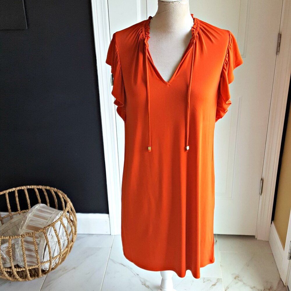 NWOT MICHAEL KORS Boho RUFFLE Sleeve DRESS SZ M